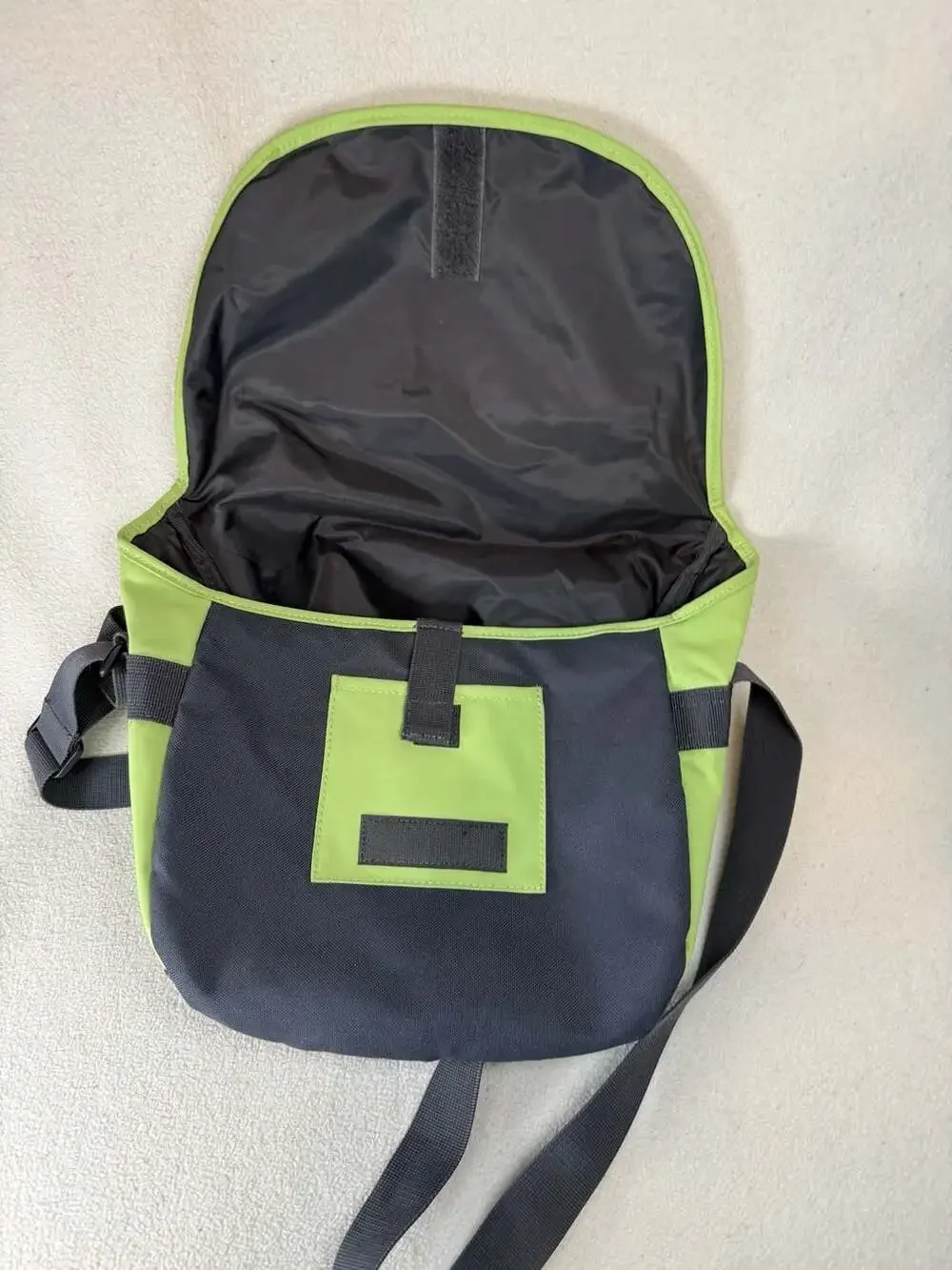 Eddie Bauer Two-Tone Green and Charcoal Gray Flap Messenger Shoulder Bag